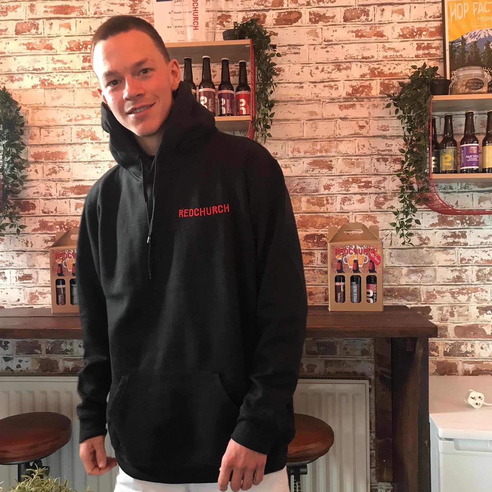 Redchurch Embroidered Black Hoodie Unisex | Redchurch Brewery